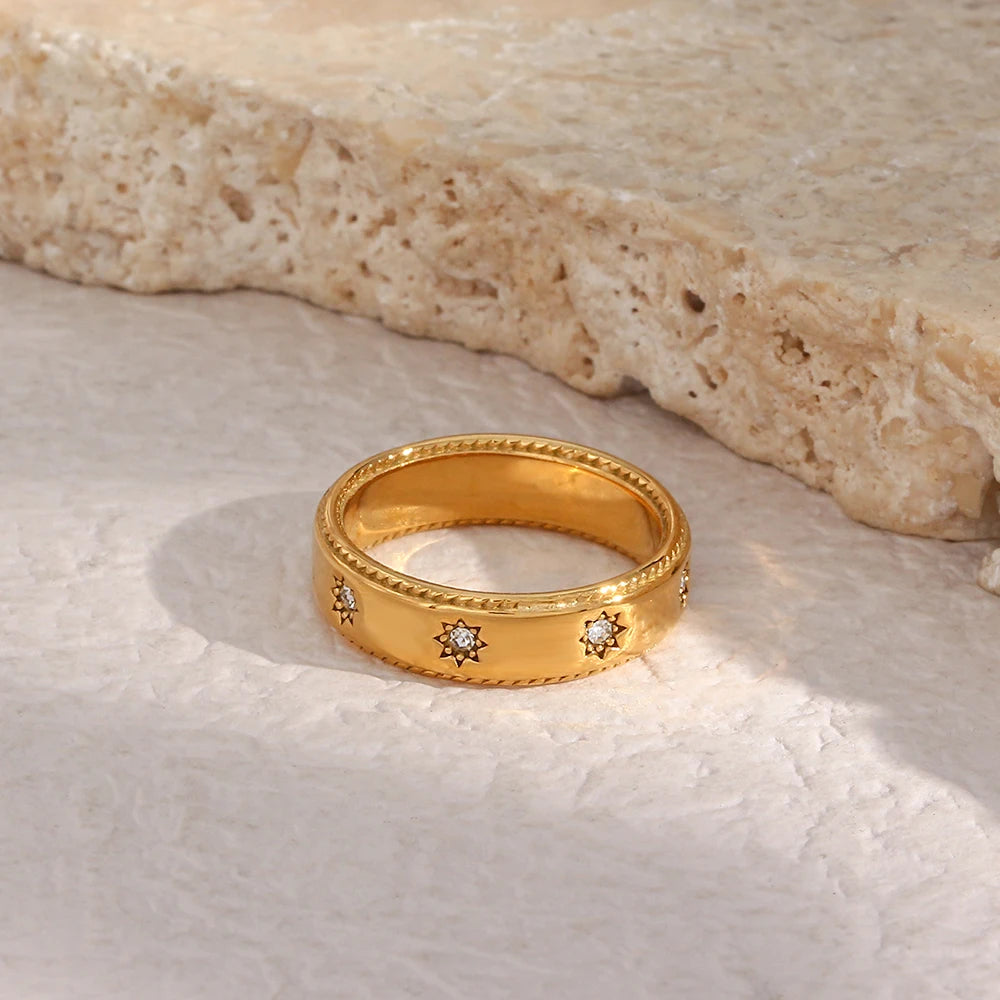 Golden Nebula Zircon Ring