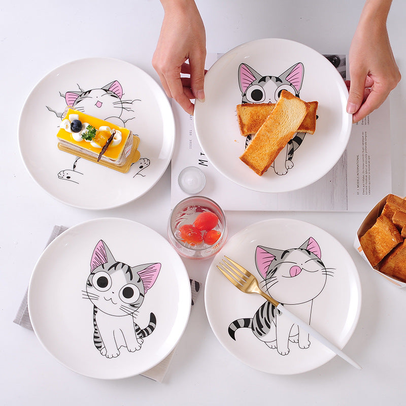 WhiskerWonder Cartoon Cat Dishware