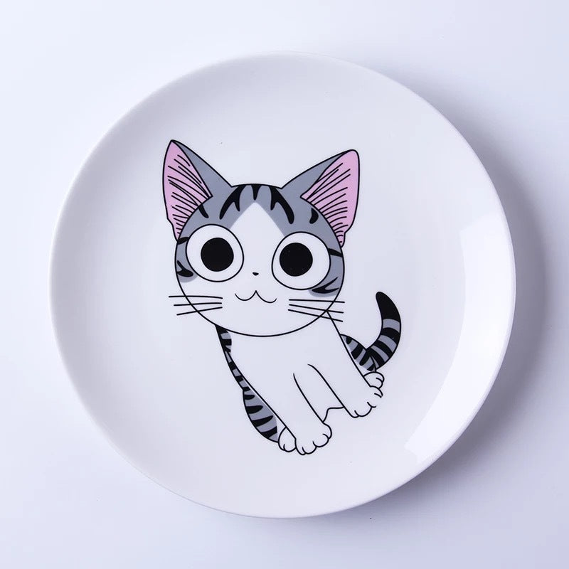 WhiskerWonder Cartoon Cat Dishware