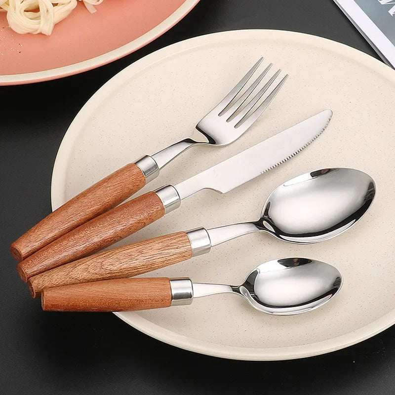 4pcs Handcrafted Wooden Cutlery Set