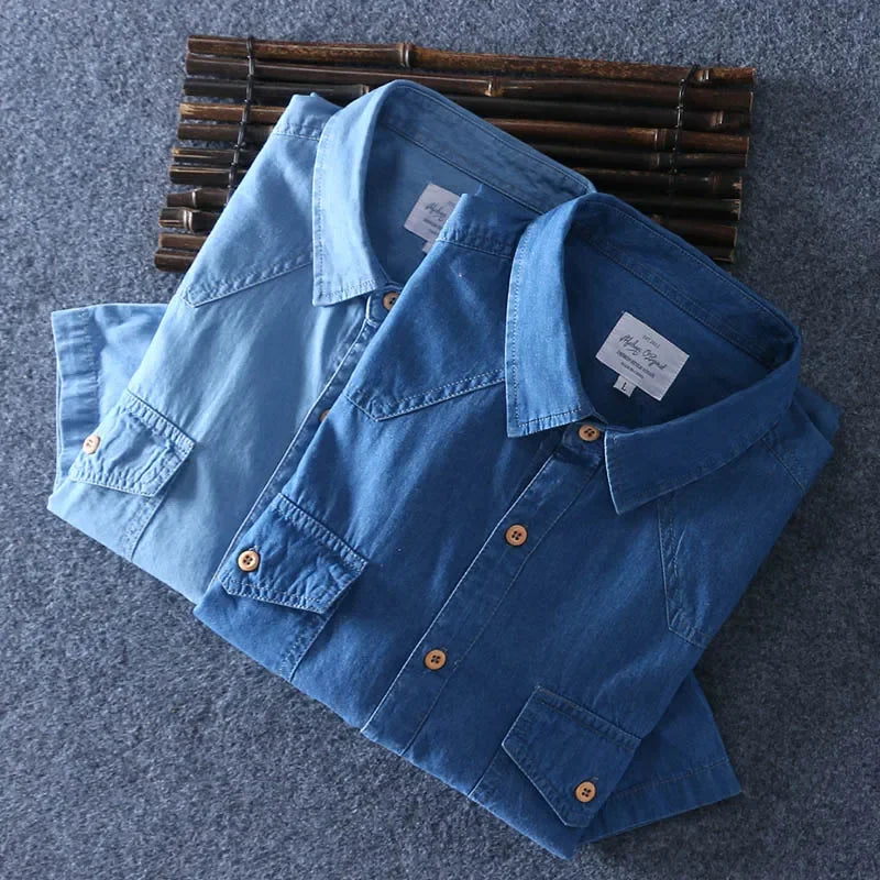 Refined Casual Cotton Denim Shirt