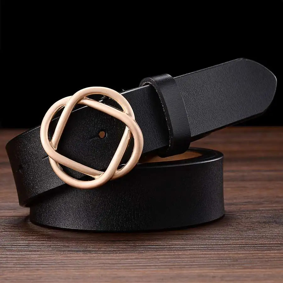 Gold Floral Leather Belt