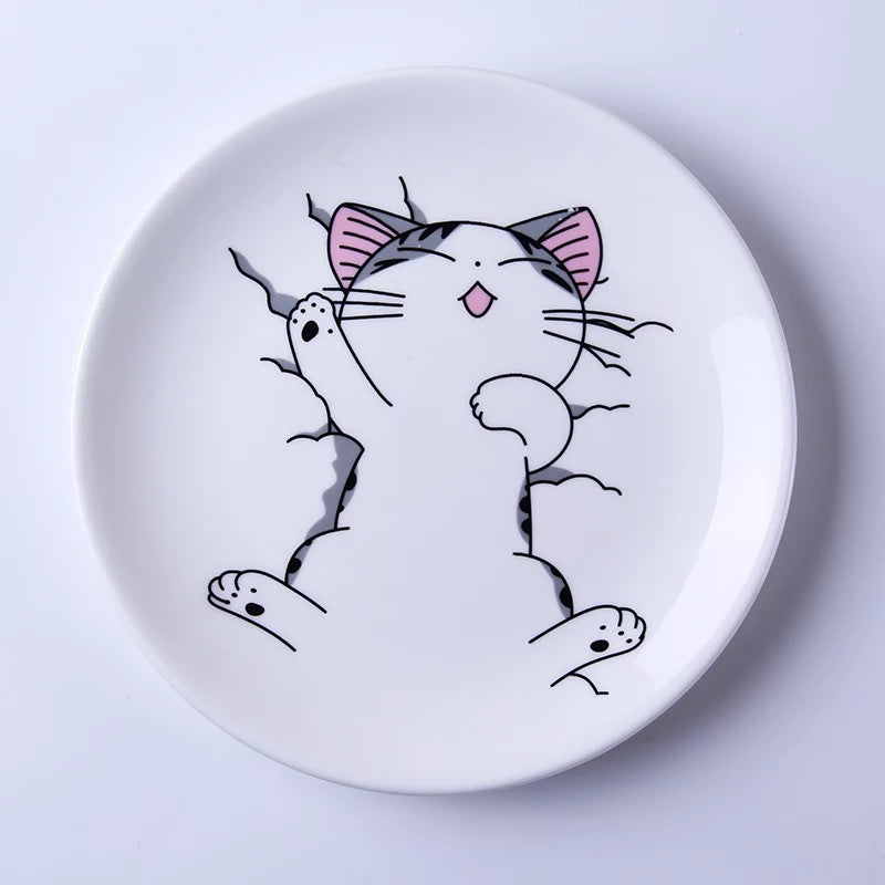 WhiskerWonder Cartoon Cat Dishware