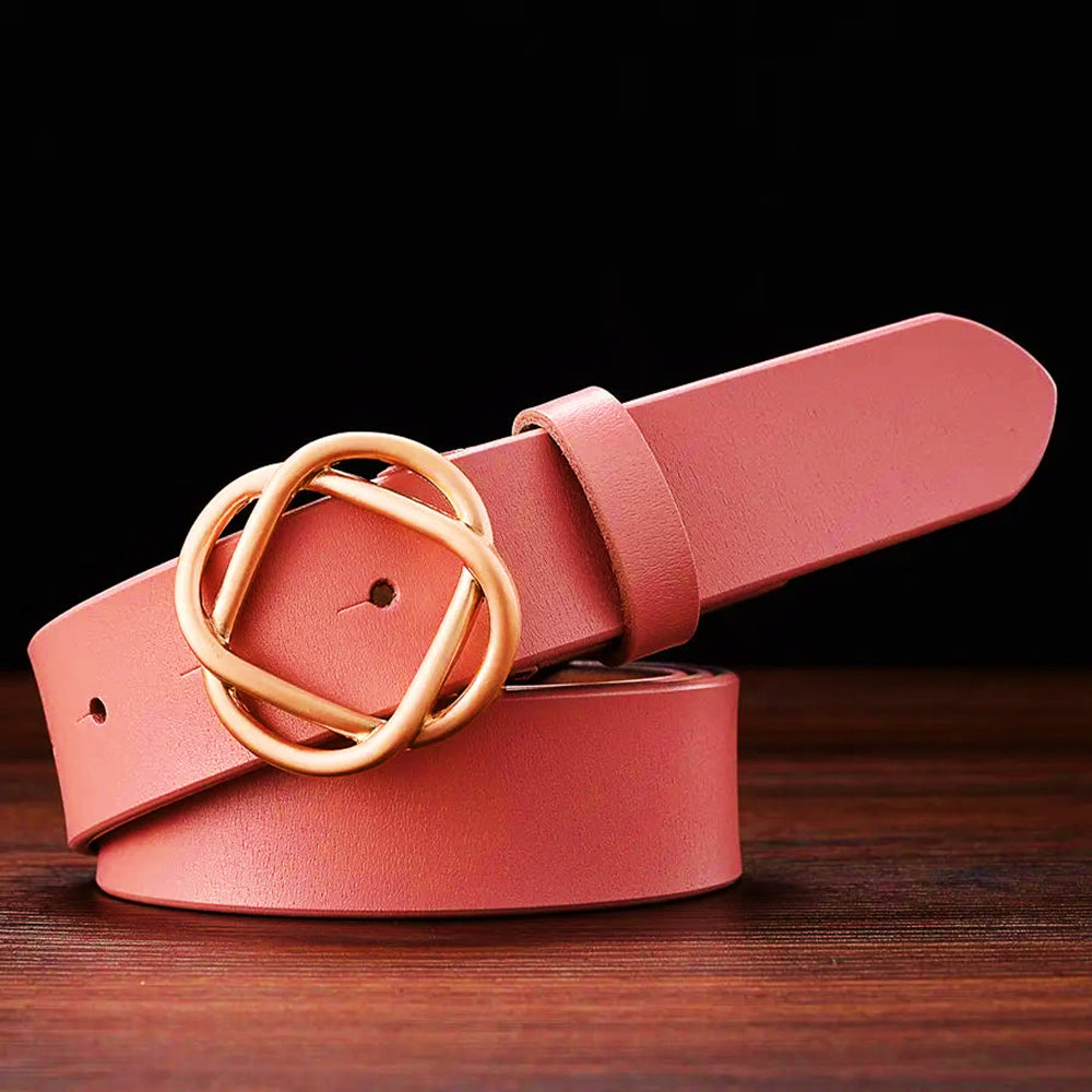 Gold Floral Leather Belt