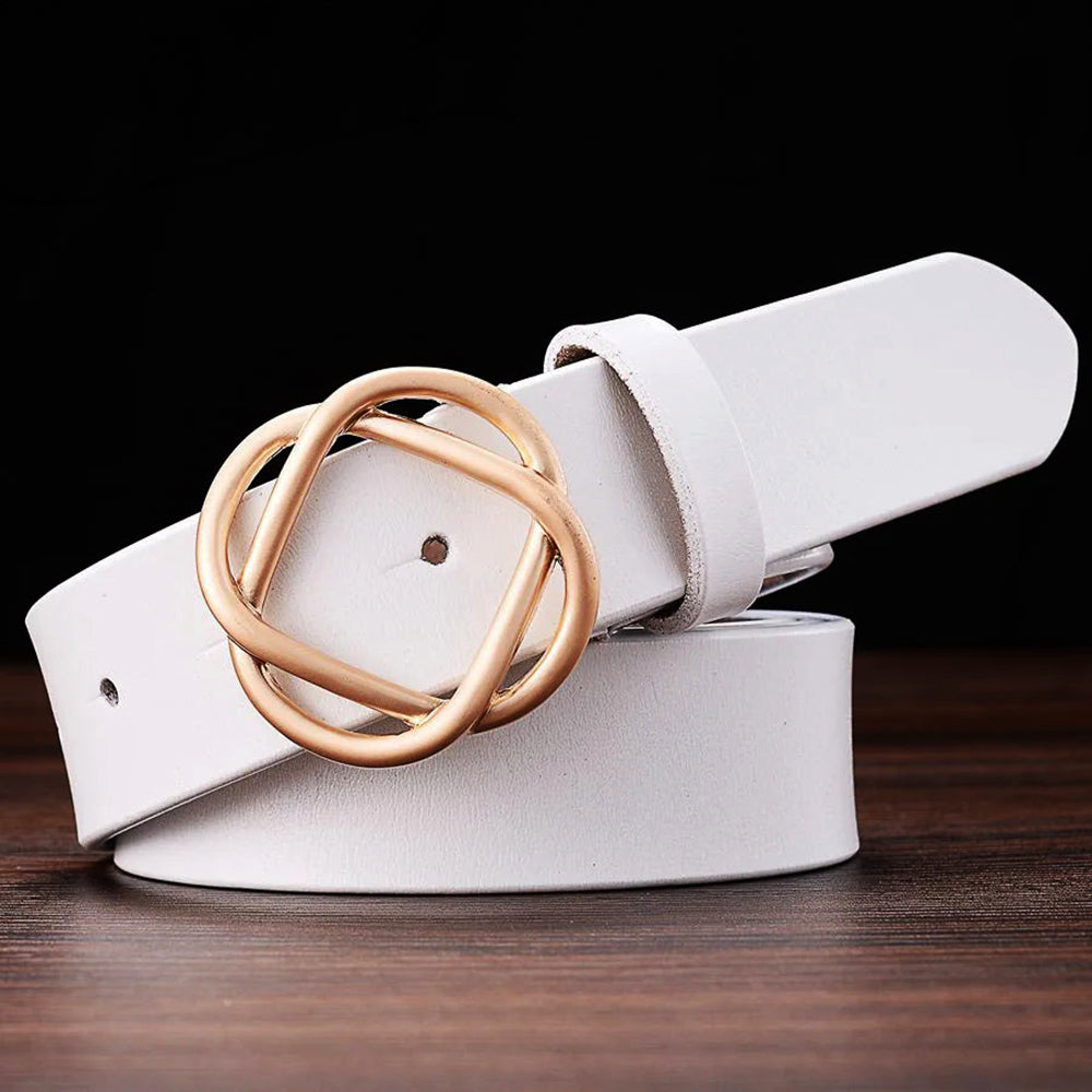 Gold Floral Leather Belt