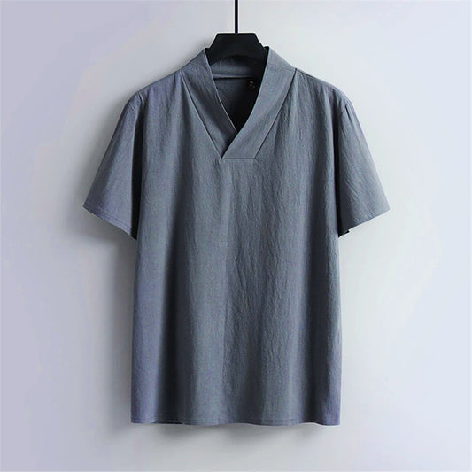 Men's Breathable Broadcloth Cotton V-Neck Shirts