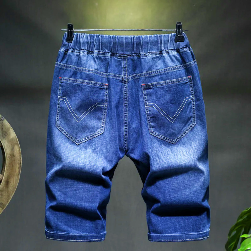 Casual Men's Elastic-Waist Denim Shorts